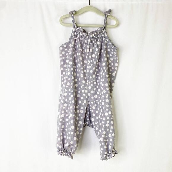 Pastourelle by Pippa & Julie Jumpsuit Tie Tank Purple Polka Dot Bubble Bow 12M - Picture 1 of 6